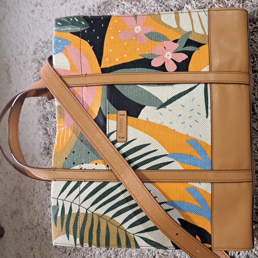Fossil Structured Canvas Floral Tote
